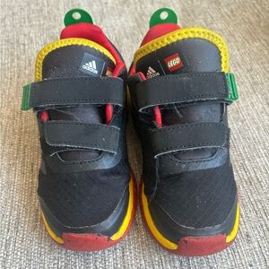 adidas Kids Black Sneakers with Red, Yellow & Green Accents
